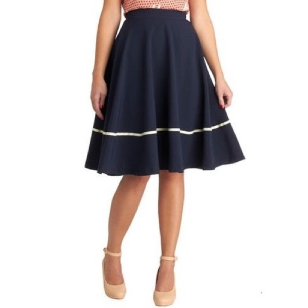 Rock Steady Navy Swing Skirt